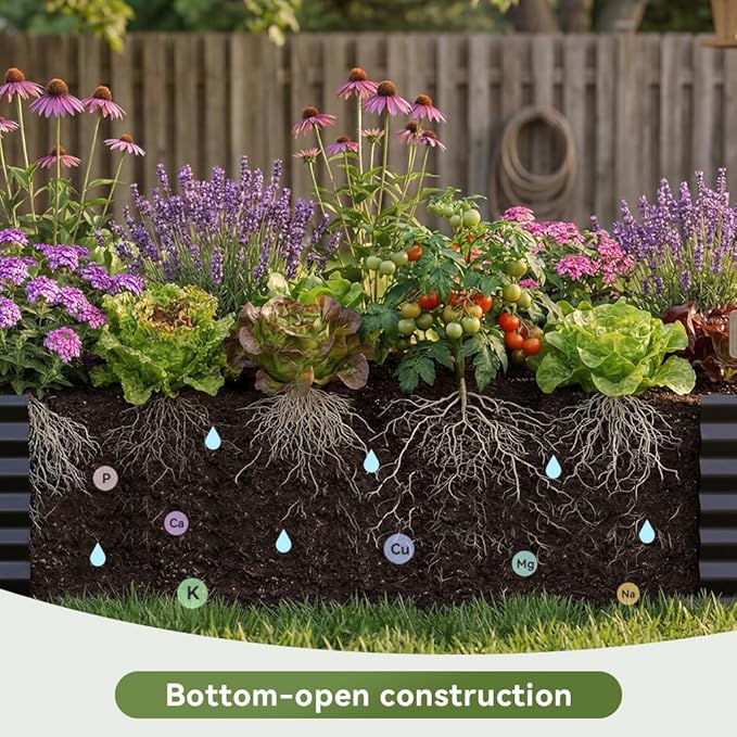 COMHOMA 2 Pack Galvanized Raised Garden Bed,6x3x2ft Large Metal Planter Box for Outdoor Vegetables,Corrugated Steel Herbed Plants Container,Extra Deep Gardeners Kits with Open Bottom
