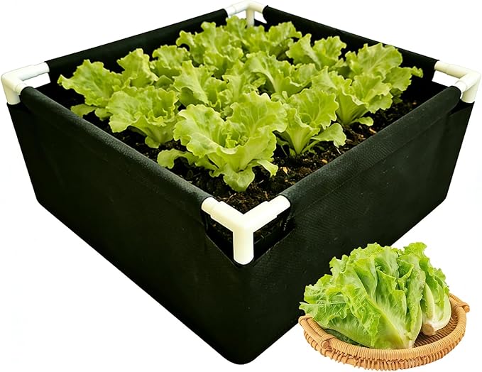 Breathable Felt Raised Garden Bed with PVC Frame, Heavy-Duty Square Planter Box for Vegetables, Herbs & Flowers, 3 Sizes – No Tools Assembly for Patio, Backyard Gardening（2.3*2.3*1FT, 1PCS）