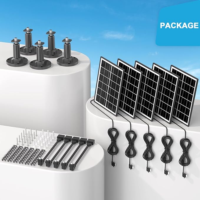 5 Pack 5W Solar Panel Charger Compatible with All-New Blink Outdoor 4 (4th Gen)/(3rd Gen) & XT3/XT2/XT Cam, Power Your Blink Indoor or Outdoor Cam Continuously with 13.1 Ft Power Cable and Mount