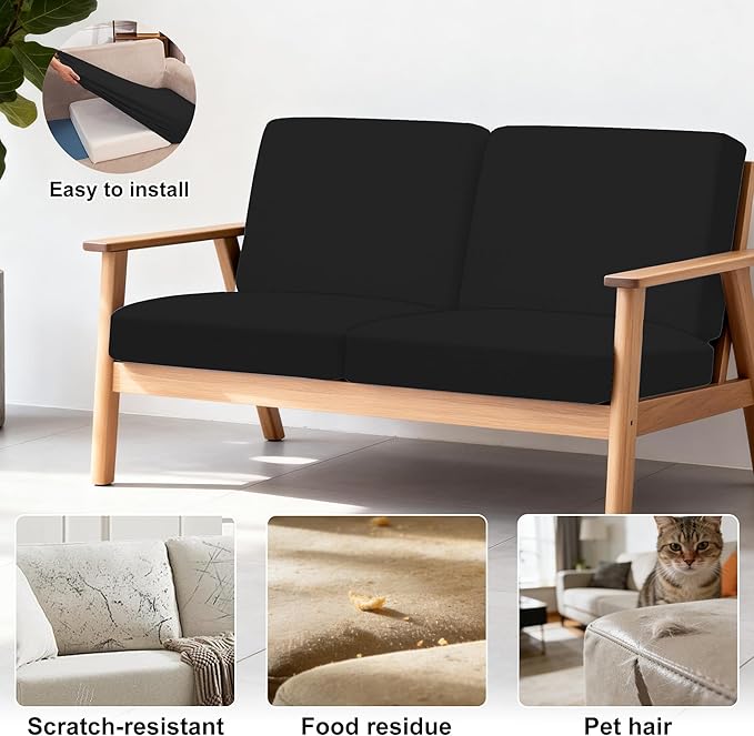 BIETYONE 4Pcs Patio Stretch Cushion Covers,Outdoor Sofa Replacement Cover Slipcovers for Patio Furniture Cushion Covers, Washable Reusable Furniture Protector