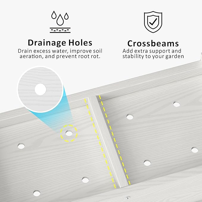 HDPE Raised Planter Box Outdoor,Rot-Resistant and Non-Cracking,Small Raised Beds for Gardening 29.5 * 14.4 * 9.8 in for Yard,Lawn,Outdoor Planter Boxes Rectangle with Drainage Holes White