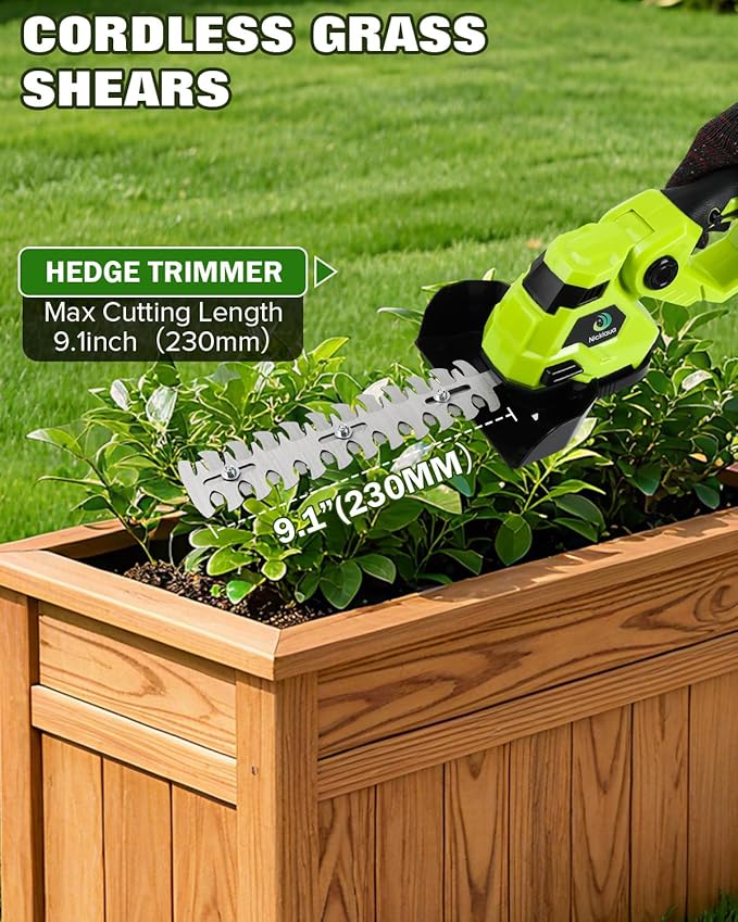 9.1inch Hedge Trimmer Blade Max Cutting Length9.1inch (230mm) Suitable for Nicklaua Green Hedge Trimmer, Includes Blades only