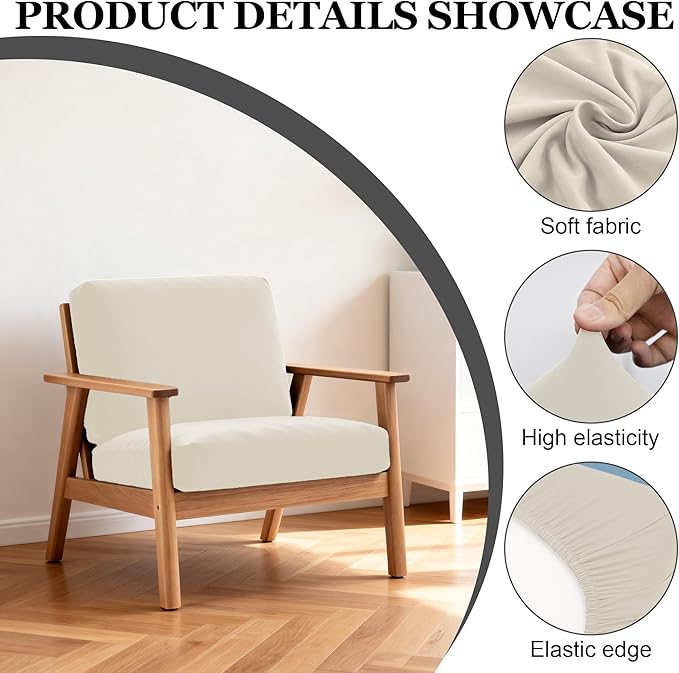 BIETYONE 4Pcs Patio Stretch Cushion Covers,Outdoor Sofa Replacement Cover Slipcovers for Patio Furniture Cushion Covers, Washable Reusable Furniture Protector