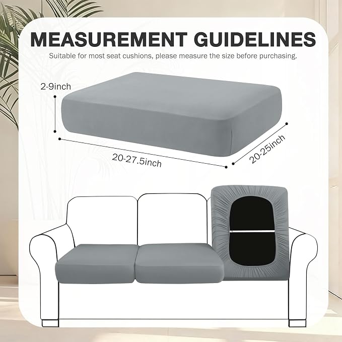 hyha 4Pcs Patio Cushion Covers, Stretch Outdoor Couch Cushion Covers Replacement, Washable Outdoor Chair/Sofa Slipcovers for Patio Furniture Cushions Protector with Elastic Bottom(Gray,Cover Only)