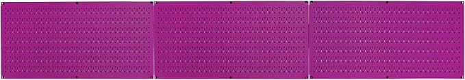 Wall Control Pegboard Value Pack - (3) Pack of Wall Control 16-Inch Tall x 32-Inch Wide Horizontal Purple Metal Wallboards for Home & Garage Tool Storage Organization (Purple Pegboard)