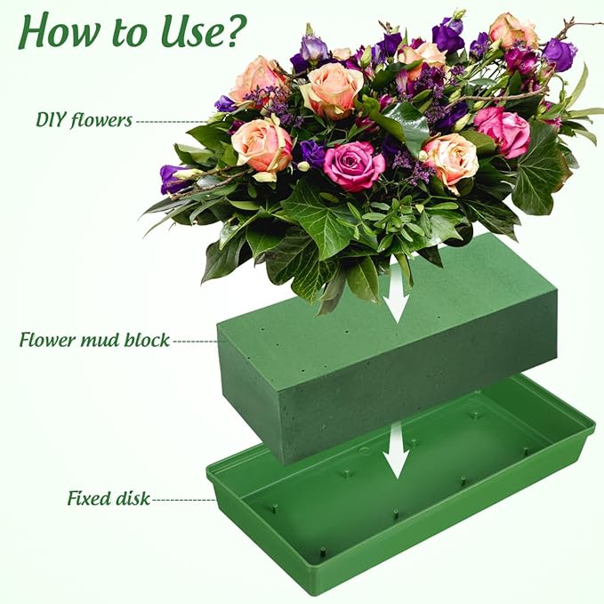 POPETPOP 10 Pack Floral Foam Bowl: Large Size 10.6 Inch Plastic Floral Trays for Flower Arrangement, Rectangle Flower Foam Tray for Wedding Table Party Festival Centerpiece Decor
