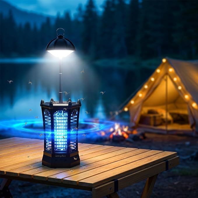 Bug Zapper Outdoor 2026, Portable Electric Mosquito Killer with Camping Light, Cordless USB Rechargeable Bug Zapper Fly Zapper Trap for Fishing, Hiking, Camping, Patio, Home