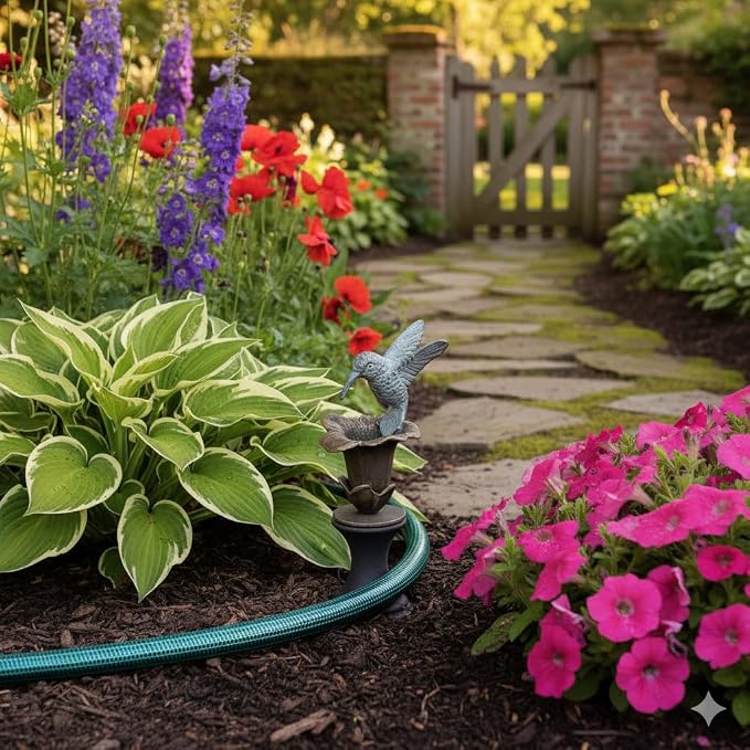 SPI Home 33148 Hummingbird Hose Guard - Decorative Cast Aluminum Garden Hose Guide for Flower Beds, Bronze