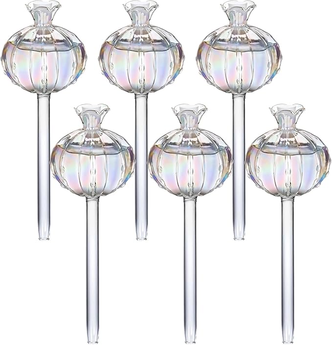 6 Pcs Plant Watering Globes, Glass Self-Watering Globes, Guava-Shaped, Automatic Irrigation Bulbs for Indoor Outdoor Potted Plants