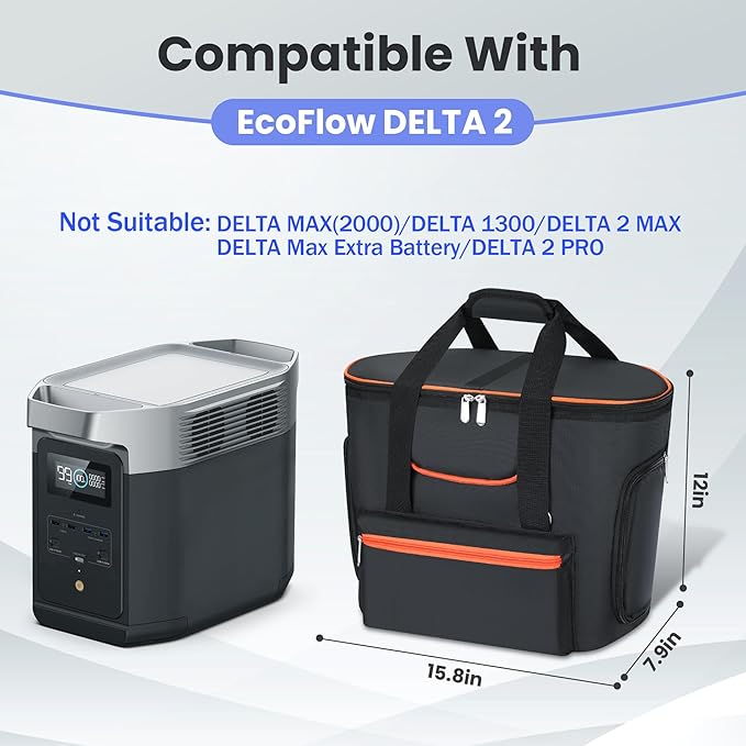 Carrying Bag Compatible with ECOFLOW DELTA 2, Power Station Carrying Bag Compatible with Delta 2, Portable Power Station Carrier Compatible with Eco Flow Delta 2 with Shoulder Strap & Handle