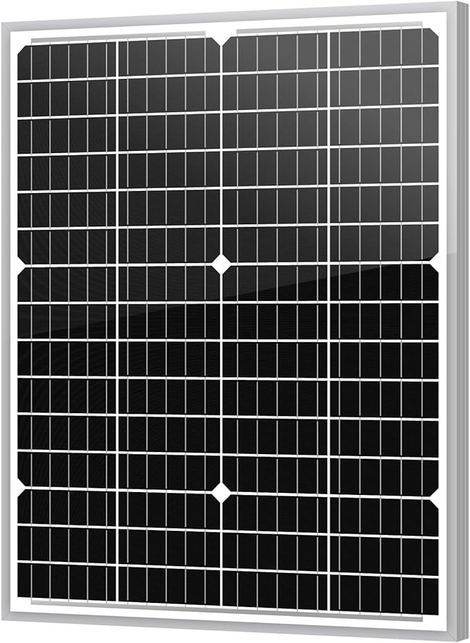 Newpowa 10BB 35W 12V Solar Panel High-Efficiency Monocrystalline PV Module Designed for Off Grid System, Charge Your Battery of RV, Boat, Camper, Trailer, Gate Opener