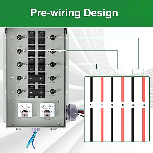 30 Amp Generator Transfer Switch Kit,10-Circuits, 7500W, Indoor&Outdoor, NEMA 3R, Include 10 Foot Cord and 30 Amps Inlet Box, Easy to Install,5 Years Warrnaty