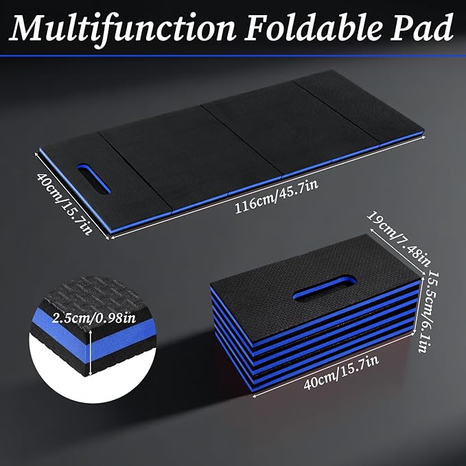 Ptwola Foldable EVA Mat with Carrying Handle, 2.5cm Thick Foam Cushion Kneeling Pad High Density Water Resistant Anti Slip Knee Mat for Workout Exercise Mechanic Garages Picnics Gardening Camping Gym