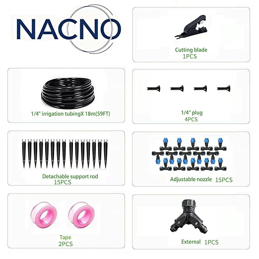 Drip Irrigation System，1/4" Blank Distribution Tubing Watering Hose, DIY Micro Sprinkler Automatic Plant Waterer for Garden, Greenhouse, Raised Bed, Patio & Outdoor Plants （59FT