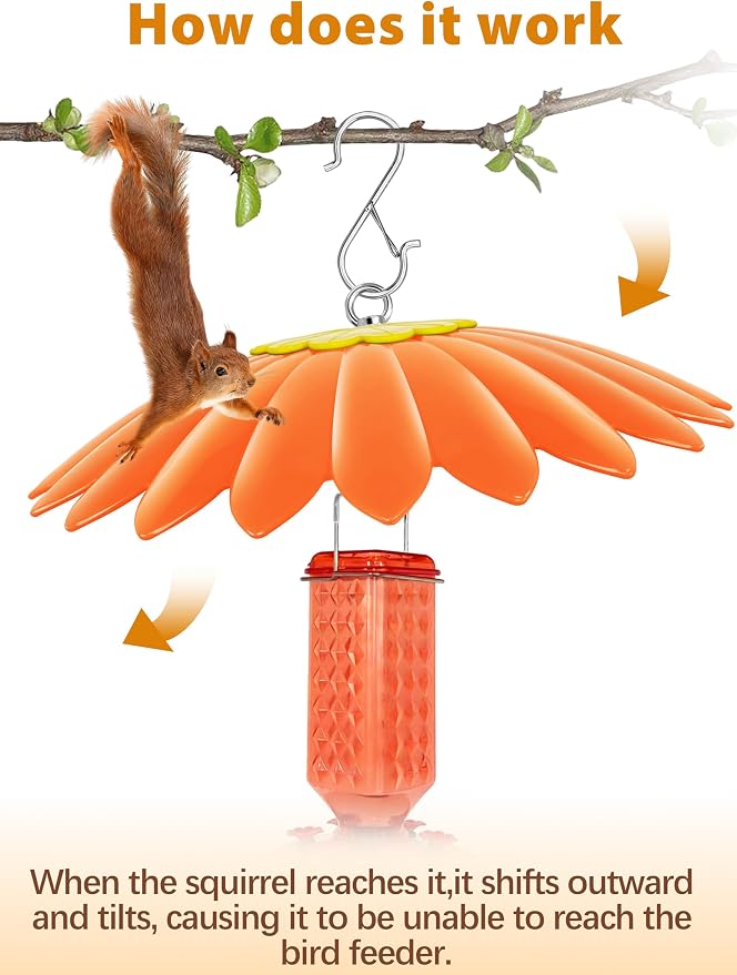 10.5 inch Bird Feeder Rain Guard,Hummingbird Feeder Shade Dome Cover,Umbrella Cover for Bird House for Outdoor,Squirrel Baffle,2 Pack(Orange,Yellow)