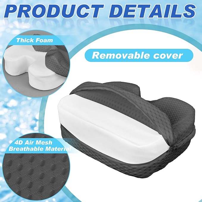 Tinideya 2 Pcs Hot Tub Booster Seat for Adults with Suction Cups and 4 Pcs Hot Tub Sponge Air Mesh Portable 15 x 12 x 5 Inch Seats Washable Inflatable Accessories for Spa Cushion(Grey)
