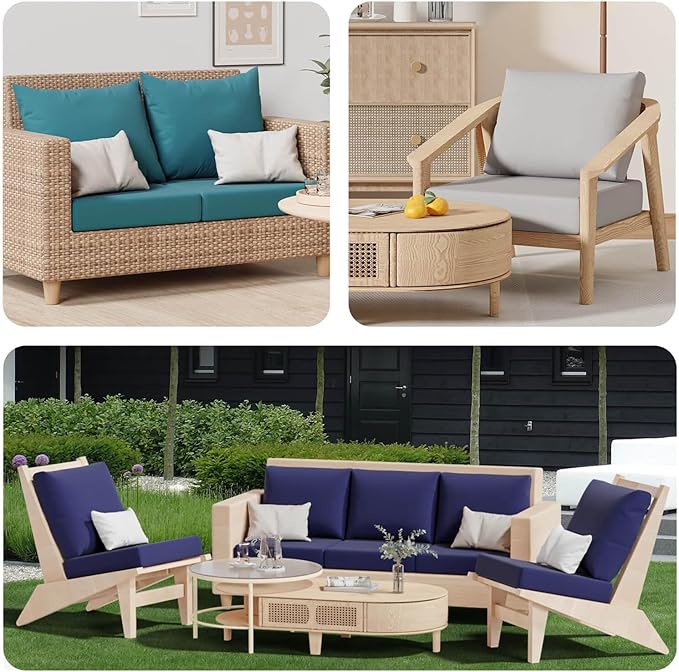 14Pcs Patio Stretch Cushion Covers, Outdoor Couch & Sofa Replacement Slipcovers for Patio Furniture Cushion Covers, Washable Reusable Furniture Protector, Square Large, Dark Green