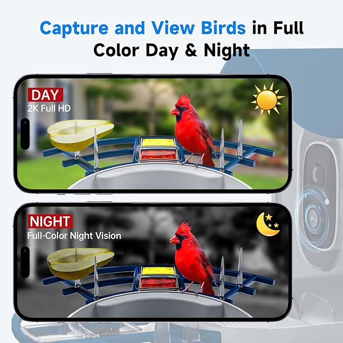 Smart Bird Feeder with Camera, 2K HD AI Identify Birds Species, Bi rd Watching Camera with Solar Panel, Instant Notifications, Ideal Present for Bird Lover, Dark Blue