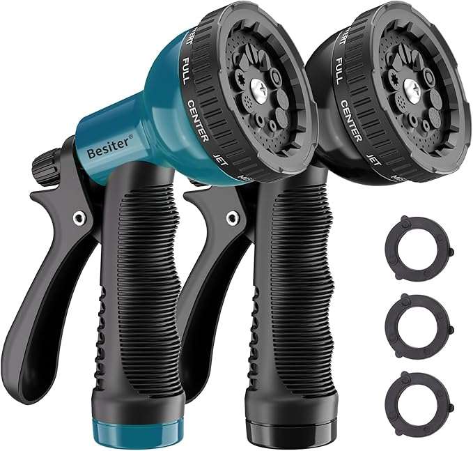 Garden Hose Nozzle Sprayer 10 Watering Patterns Spray Nozzles Heavy Duty Hose Head Lightweight Hose Attachment 2 Pack