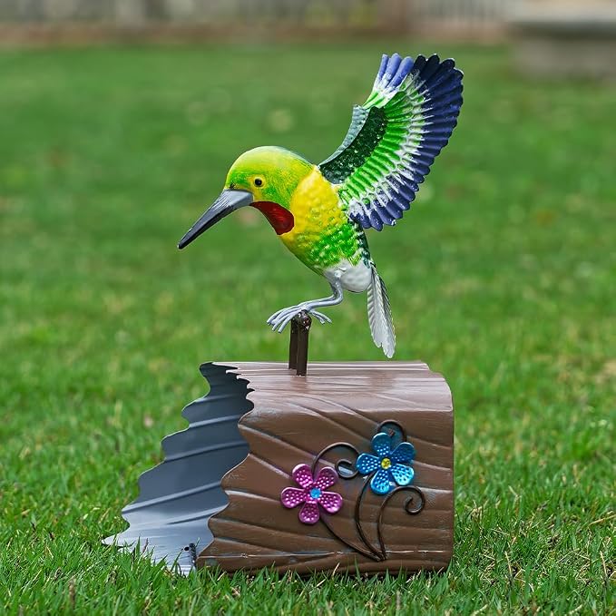 Metal Hummingbird Gutter Downspout Extensions, Outdoor Splash Block Sculpture Garden Decor, Waterproof Gutter Guard Garden Animal Statue Ornaments for Yard, Lawn