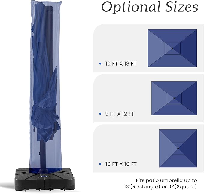 Patio Umbrella Cover Waterproof UV Resistant Outdoor Cantilever Umbrella Covers with Zipper and Rod, Navy