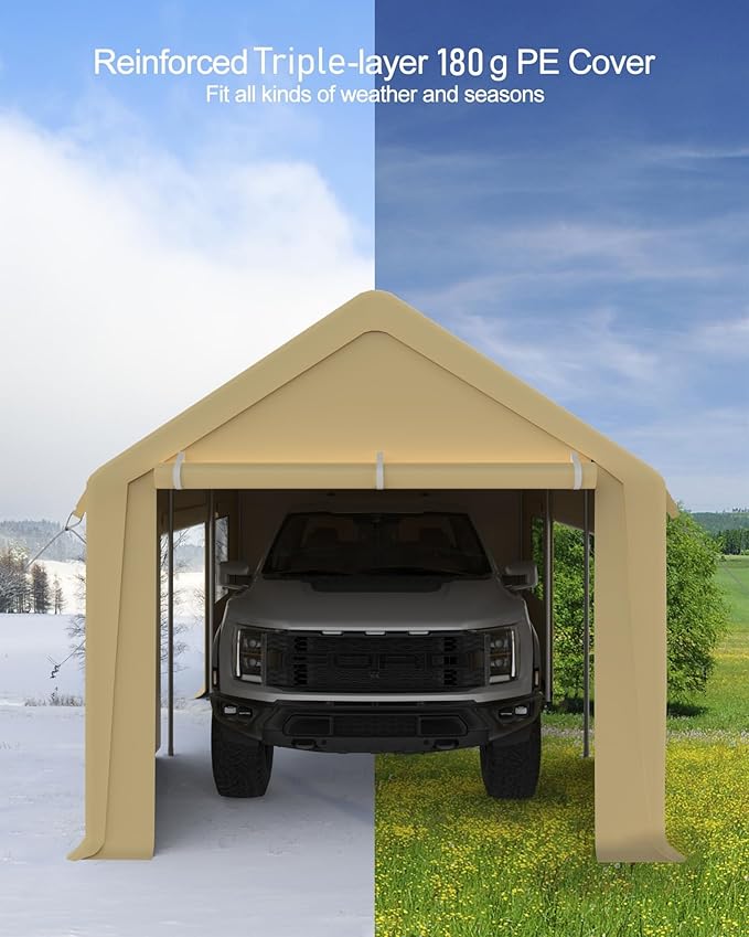 GarveeLife 10 ft x 20 ft Portable Carport Replacement Doors 2Pcs Yellow
