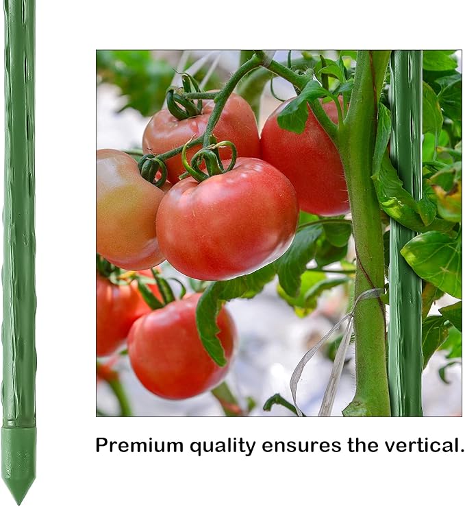 FEED GARDEN Garden Stakes 30 Inch 2.5ft 25 Pack,Sturdy Plant Metal Sticks Support,Plastic Coated Plant Stakes,Tomato Stakes,Beans,Trees