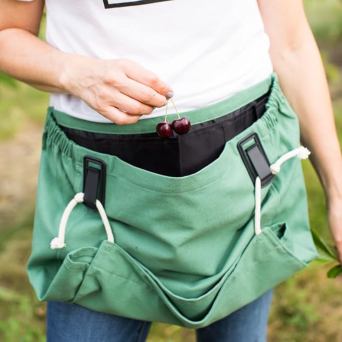 Roo Gardening Apron with Pockets for Women & Men - Canvas Garden Apron with Harvesting Pouch, Water-Resistant, Washable