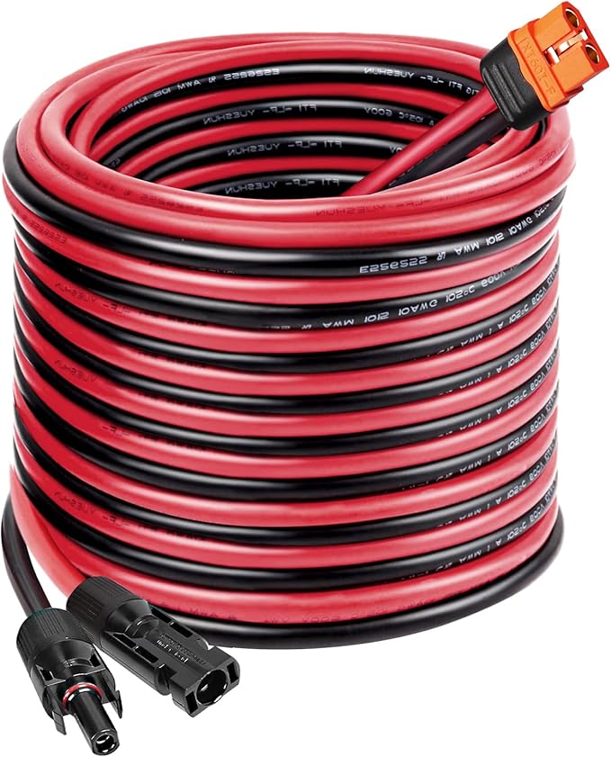 MOOKEERF Solar to XT60i Cable 10AWG 35FT Solar Panel to XT60i Adapter Connector XT60i-F Extension Cable for Portable Power Station Solar Generator