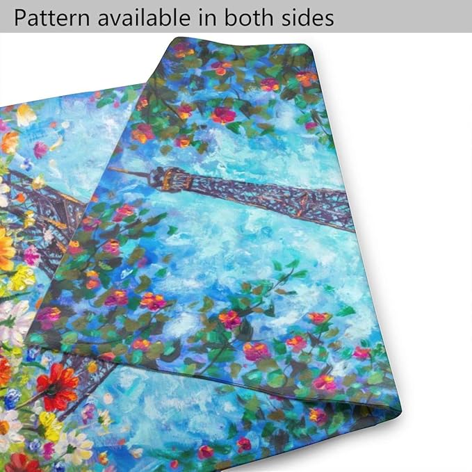 Delerain Eiffel Tower Spring Flowers Garden Flag, 12.5 x 18 Inch Double Sided Design Weather Resistant Indoor & Outdoor Decoration Small Banner For Home Yard Lawn Patio Office