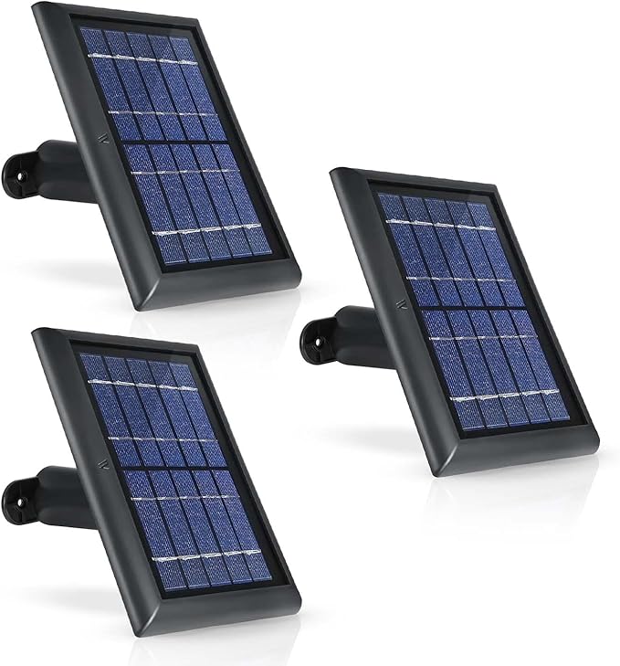 Wasserstein Solar Panel Compatible with Ring Spotlight Cam/Plus/Pro Battery, Stick Up Cam/Pro & Outdoor Cam Plus Battery - Continuous Power for Ring Surveillance Camera (3-Pack, Black)