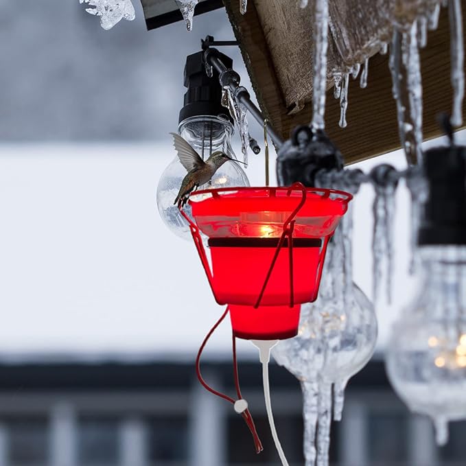 Hummingbird Feeder Heater, Heated Hummingbird Feeders for Outdoor, Bird Feeder Heater Attaches to Bottom Feed Hummingbirds in Freezing Weather Winter Outdoor Garden (Feeder NOT Included) (2)