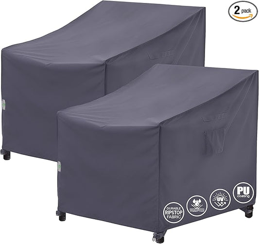 F&J Outdoors Patio Adirondack Chair Cover, Waterproof UV Resistant Heavy Duty Outdoor Adirondack Chair Covers, Grey, 2Pack, 33" W x 36" D x 36" H