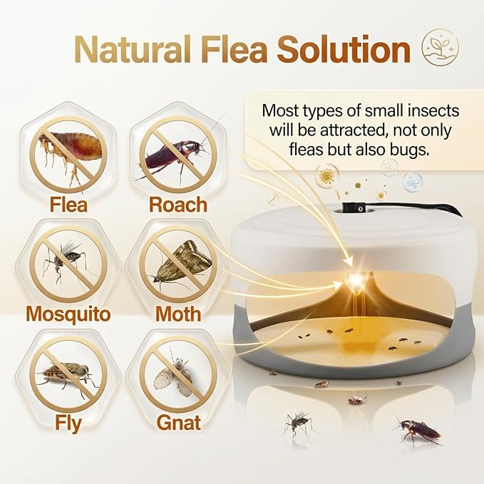 Flea Traps for Inside Your Home (4 Pack), Effective Indoor Flea Light Trap with 12 Sticky Discs & 12 Bulbs, Safe for Pets & Humans, Plug-in Sticky Pads for Bed Bugs & House Insects, 2026 Pro Version