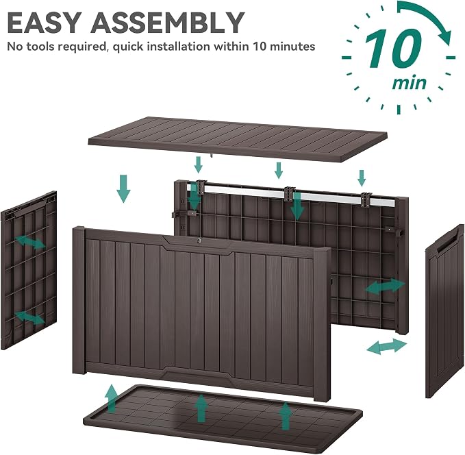 YITAHOME 240 Gallon Extra Large Outdoor Storage Deck Box, XXL Waterproof Resin Patio Storage w/Lockable Lid for Outdoor Cushions, Garden Tools and Sports/Pools Equipment, Dark Brown