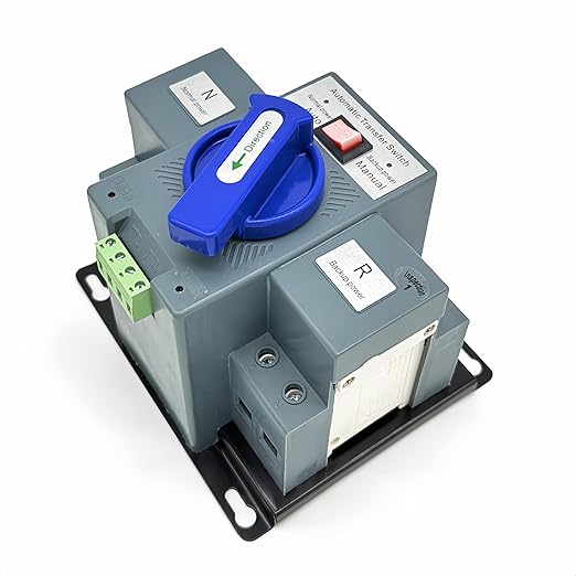 JONAS C AC220V 63A 2P Automatic Transfer Switch, Solar Mini ATS, Generator Dual Power Changeover Switch, 50Hz/60Hz Auto Dual Power Switch for Rv, Lv Power