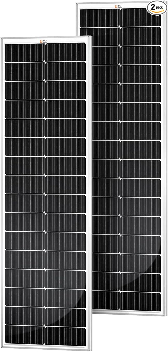RICH SOLAR MEGA 100 Slim 2 Pack of 100 Watt Monocrystalline Solar Panel for RV, Trailer, Motorhome