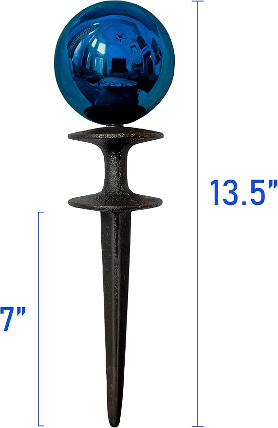 Lulu Decor, Garden Blue Gazing Ball Hose Guide, Set of 2. Strong and Decorative Hose Guide that Protects Your Plants and Provides Elegance to Your Garden.