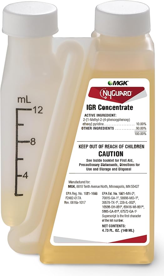 MGK NyGuard® IGR Concentrate | Cockroach, Flea, Ant, Fly and Mosquito Concentrate | Insect Growth Regulator | for Indoor/Outdoor Applications | 140 ML