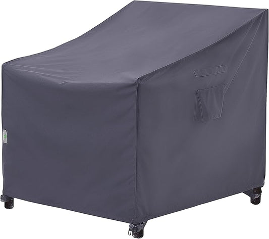 F&J Outdoors Patio Chair Covers, Deep Seat Lounge Chair Dining Chair Cover, Heavy Duty Waterproof UV Resistant Outdoor Chair Cover, Grey, 35" W x 39" D x 36" H