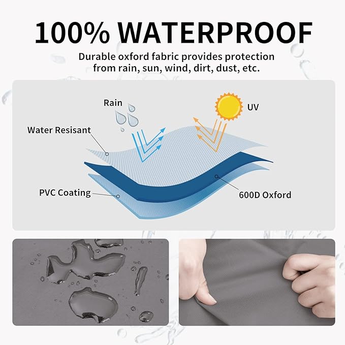 Easy-Going Waterproof Outdoor Couch Cover, Heavy Duty Deep 4-Seater Patio Sofa Cover, Windproof Outdoor Furniture Cover with Air Vent (104Wx40Dx33H inch,Gray/Black)
