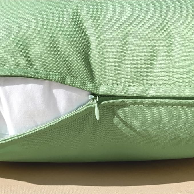 MIULEE Pack of 2 Decorative Outdoor Waterproof Pillow Covers Square Garden Cushion Sham Throw Pillowcase Summer Shell for Patio Tent Couch 16x16 Inch Sage