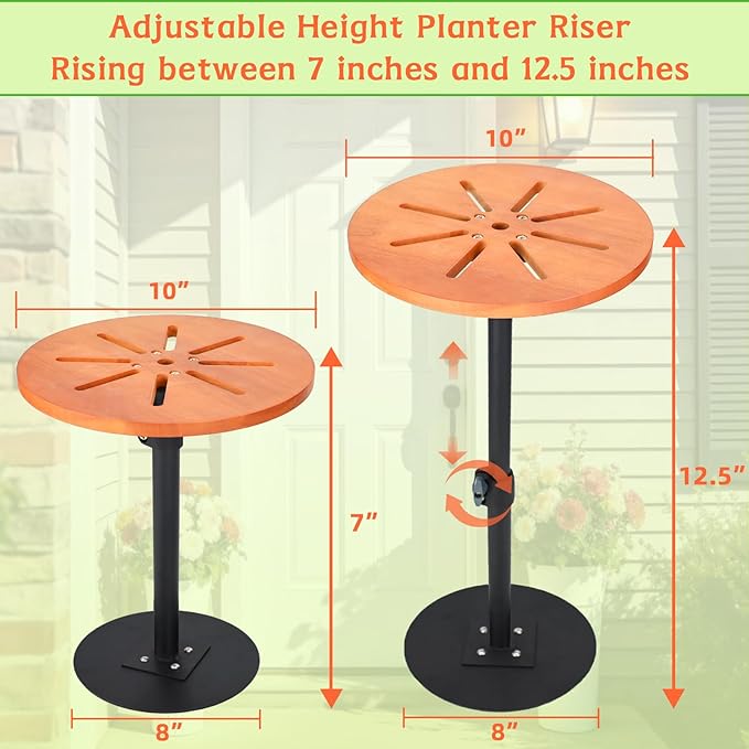 Plant Risers for Inside Pots,Adjustable Planter Insert for Large Pots,Planter Filler Lift Insert Bottom of Tall Flower Pot and Large Plant Containers,7-12.5” Rise, 8" Base, 10" Top-2pack