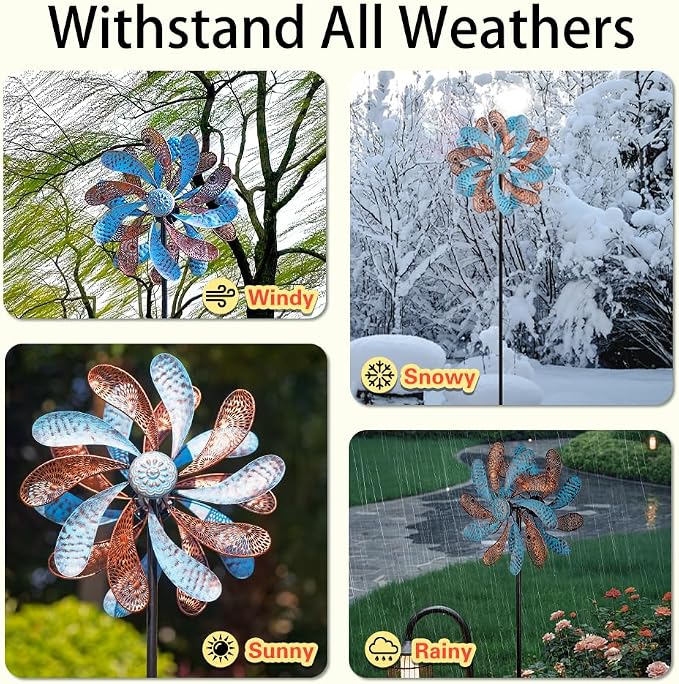 Viveta Wind Spinner for Yard and Garden, 58.7 * 12.6" Kinetic Wind Spinners Metal Windmills for Outside Yard Patio Lawn Decor