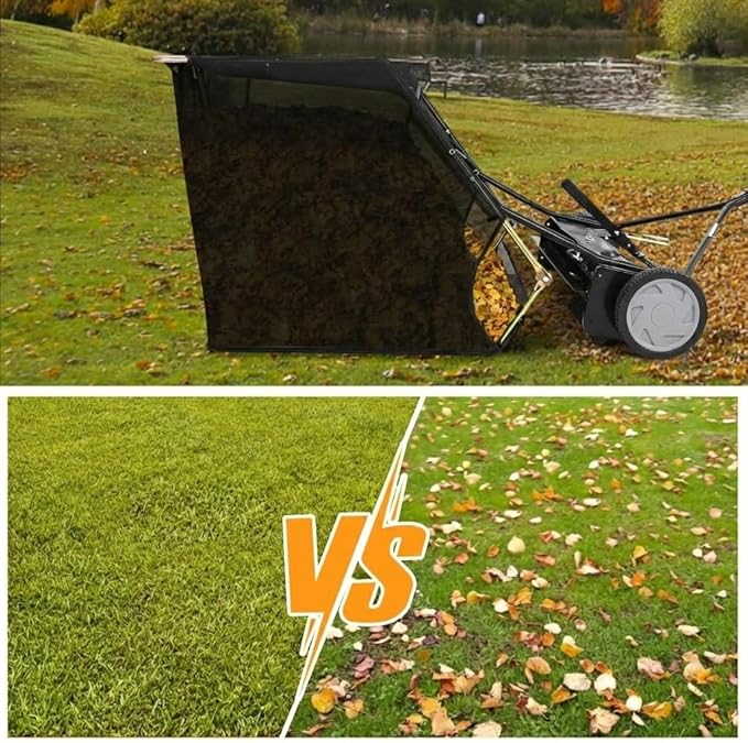 Garvee 42" Tow-Behind Lawn Sweeper – 24 cu.ft. Large-Capacity Pull-Behind Grass & Leaf Collector, Heavy-Duty Adjustable Height, Dumping Rope Design for Easy Debris Disposal, Fits Tractors & ATVs