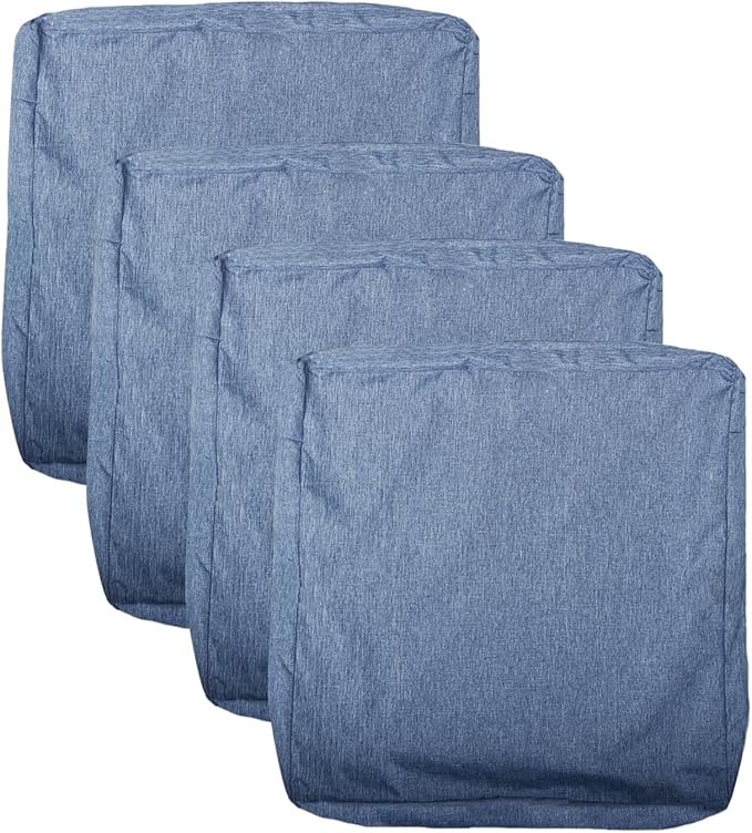 Patio Seat Cushion Covers,Washable Slip Covers Replacement,Waterproof Outdoor Furniture Chair Cushion Pillow Seat Cover for Couch,Garden,Sofa,Denim Blue,24"×22"×4"(4 Covers Only)