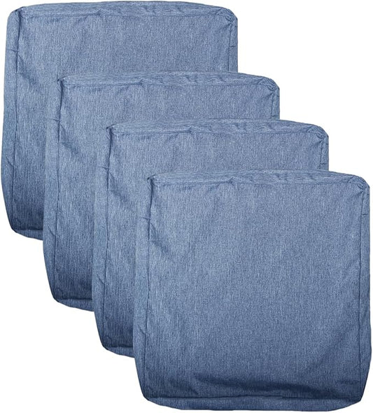 Patio Seat Cushion Covers,Washable Slip Covers Replacement,Waterproof Outdoor Furniture Chair Cushion Pillow Seat Cover for Couch,Garden,Sofa,Denim Blue,22"×20"×4"(4 Covers Only)