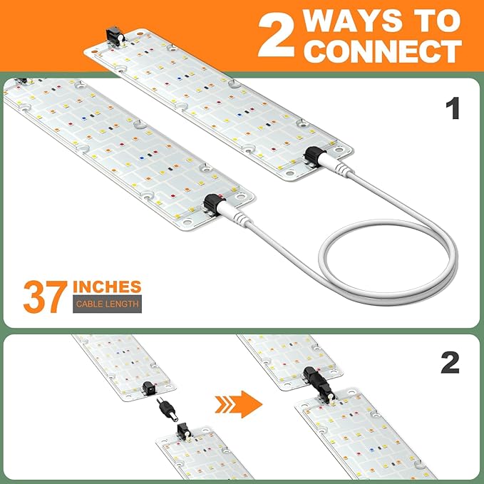 DOMMIA Grow Lights, 40W Linkable Grow Lights for Indoor Plants Full Spectrum, 6/12/16h Timer, Dimmable Ultra-Thin Plant Lights for Indoor Growing, Pinkish White, 1-Set
