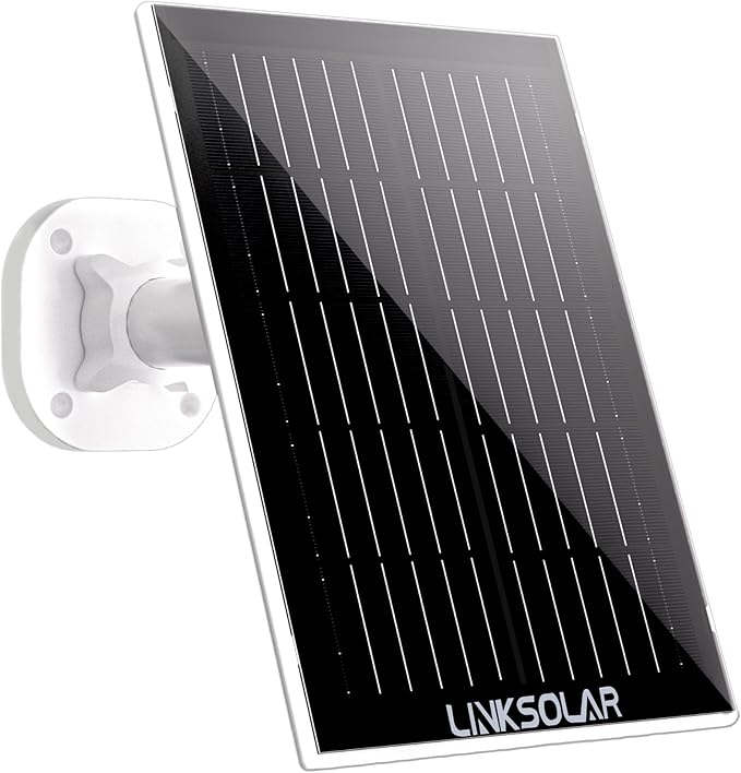 Solar Panel for Security Camera, 3W Solar Charger with Barrel Plug & USB C Port for Outdoor Rechargeable Battery Camera, IP65 Waterproof, 9.8ft Cable, 360°Adjustable Bracket