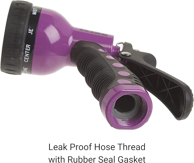 Dramm Revolver Heavy Duty Metal Garden Hose Nozzle – 9 Spray Patterns, High Pressure Jet, Thumb-Control Flow, Ergonomic Grip – Berry
